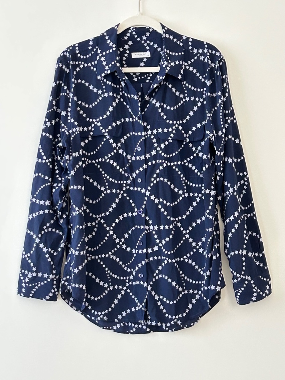Equipment 100% Silk Blue Star Print Shirt